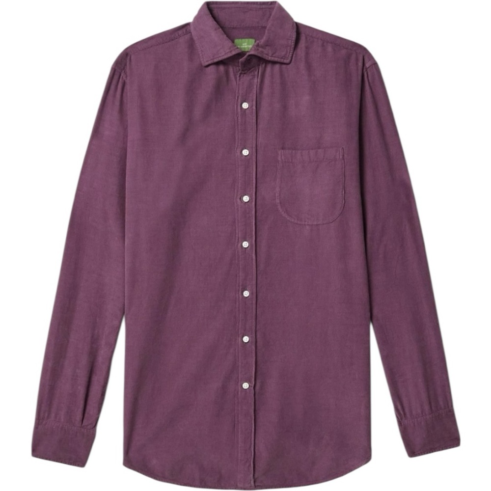 Sid Mashburn - Cotton-Corduroy Button Up Shirt - Purple Size XL - Picture 7 of 8